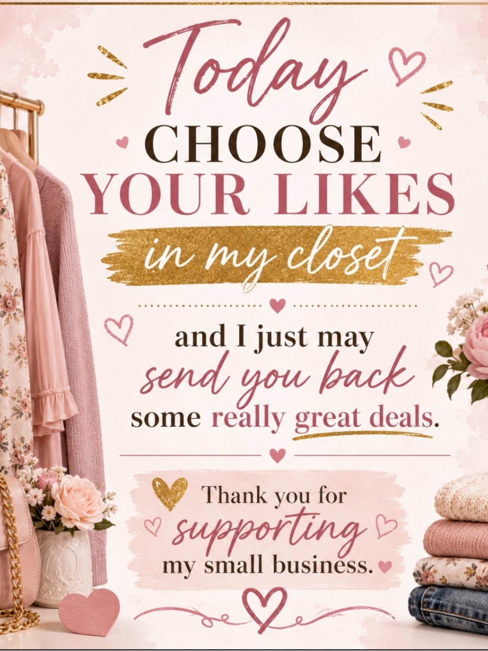 Choose your favorite “likes” in my closet today! 🛍️❤️🛒🛒
